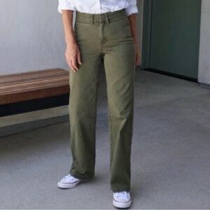 AYR Olive Green Wide-Leg Trousers